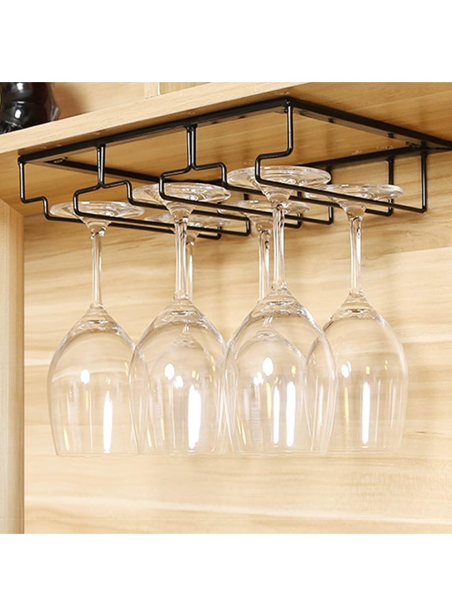 2 Pack Hanging Wine Glass Racks,3 Rows Glass Holders for bar,Hanging Glass Rack,Metal Bar Glass Holder,Stemware Racks,Wine Glass Holder Under Cabinet,Glass Rack Hanging - Image 2